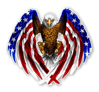#ad Bald Eagle USA American Flag Precision Cut Decal $5.49