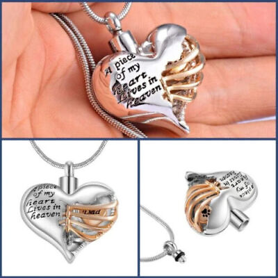 #ad Family Heart Cremation Jewellery Ashes Urn Pendant Keepsake Memorial Necklace $14.99