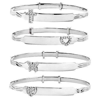 #ad STERLING SILVER BABY BANGLE FREE ENGRAVING EXPANDABLE ID BRACELET CHRISTENING GBP 19.99