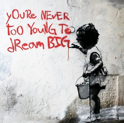 #ad Banksy Homage You#x27;re Never Too Young To Dream Big Curbside T Shirt Small $10.00