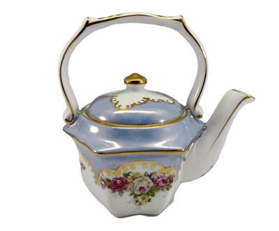 #ad Kaldun amp; Bogle Flowered Blue Teapot Roses With Gold Trim $26.38