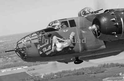 #ad WW2 Picture Photo B 25 Noise Art Pinup Dressed to Thrill 3255 $5.95