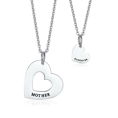 #ad #ad Stainless Steel Sweetheart Mother amp; Daughter Matching Pendant Necklace 2 Pcs Set $14.00