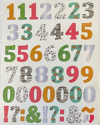 #ad Animal Print Numbers Symbols l Stickers Planner Teacher Supply Scrapbook Crafts $3.25