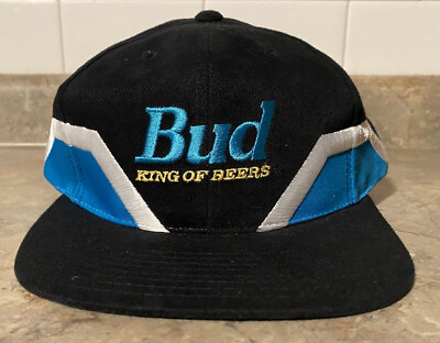 #ad Vintage Bud King of Beers SnapBack Hat Embroidered Teal Black Gold Clean New $11.99
