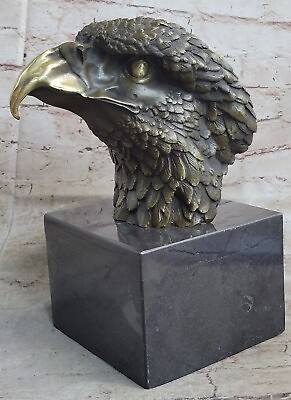 #ad Art Deco Bald American Eagle Bust Bronze Sculpture on Marble Base Figurine Decor $249.00