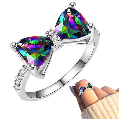 #ad Bow Ring Butterfly Bow Silver Rings for Ladies Zircon Rings like minded $7.91
