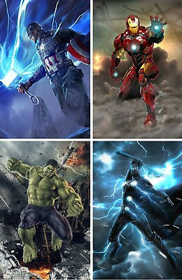 #ad Avengers Individual Posters Set of 4 Captain America Iron Man Thor Hulk Art $19.99