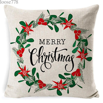#ad Merry Christmas 2PCS Pillowcase 18x18in Sofa Throw Pillow Cover 35nj718 $27.97