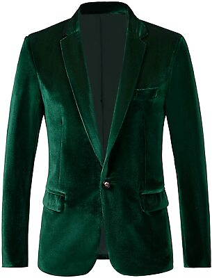 #ad RONGKAI Mens Velvet Blazer Slim Fit Fashion Suit Jacket for Wedding Prom Dinner $77.10