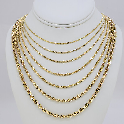 10K Yellow Gold 1.5mm 6.5mm Laser Diamond Cut Rope Chain Necklace 16quot; 30quot; $529.99