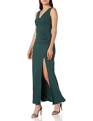 #ad WOOSEA Women Sleeveless V Neck Split Evening Cocktail Long Dress Green Size M $7.99