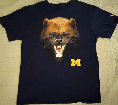 #ad Unique Men#x27;s Large Valiant Michigan Wolverines Realistic Animal Graphic T Shirt $16.00