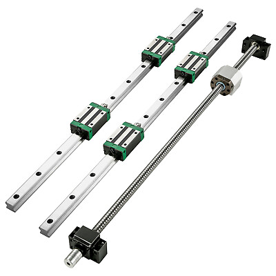 #ad VEVOR 2 Linear Rail HGR20 1000 4 Blocks Ballscrew RM1605 1000 BF12 BK12 CNC Set $61.99