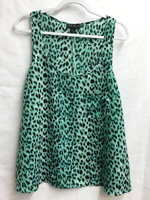#ad Forever 21 green animal print sheer pocket women#x27;s sleeveless top 2X $15.99