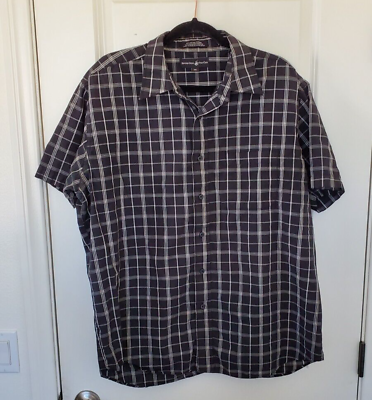 #ad Beverly Hills Polo Club Shirt Men XXL Black Plaid Short Sleeve Button Up $2.99