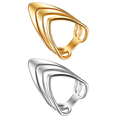 #ad Women#x27;s Girls Charm Unique V Shape High Polish Multilayer Band Ring Size 6 9 $8.99