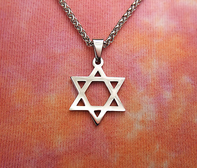 #ad Star of David Necklace Stainless Steel Magen David Jewish Pendant Jewelry $32.99