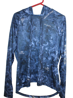 #ad Columbia Womens Fishing Shirt Hooded Extra Large Blue Mossy Oak PFG Reflection $17.95