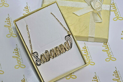 #ad PERSONALIZED 14K GOLD PLATED NAME PLATE CHAIN NECKLACE * Any name up to 9 lette $32.07