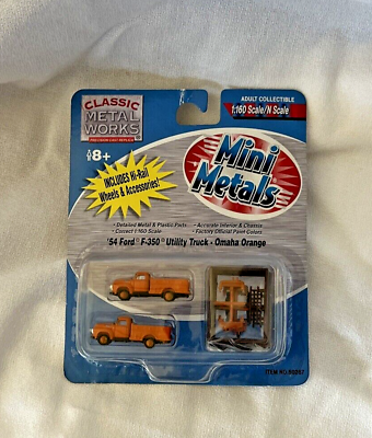 #ad Classic Metal Works Mini Metals 1:160 N Scale 54 Ford F 350 Utility Truck Orange $19.99