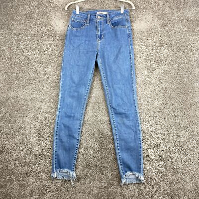 #ad Levi#x27;s 721 High Rise Skinny Jeans Women#x27;s 27 Blue Frayed Step Hem Stone Wash $18.95
