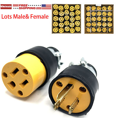 #ad Lots Maleamp;Female 125V Replacement Extension Cord Electrical End Plugs 15AMP $36.88