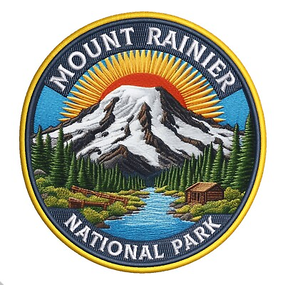 #ad Mount Rainier National Park Patch Iron on Applique Nature Badge Hiking Travel $4.95