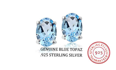 #ad Stud Silver Earrings Round Cz Sterling 925 Cubic Zirconia Blue Topaz Clear 6MM $9.99