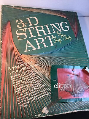 #ad Vtg. String Art Kit Clipper 3D Boat Ship Shop USA 6020 Blue Partially Complete $19.99