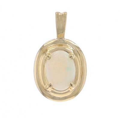 #ad Yellow Gold Opal Solitaire Pendant 14k Oval Cabochon .62ct $179.99