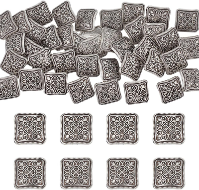 #ad 40Pcs 2.2Mm Hole Zinc Alloy Square Shank Buttons 13Mm Length Antique Silver Meta $7.39
