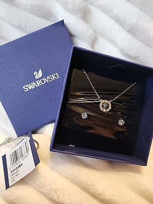 #ad SWAROVSKI Necklace AND EARRINGS CRYSTAL SET IN BOX Brand New Beautiful $55.00