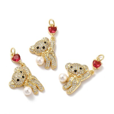 #ad 10x Lovely Sweet Red Heart Bear Charm Pendants for Jewelry Making $15.52