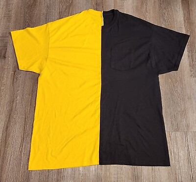 #ad Black amp; Yellow Cut And Sew Pocket Tee Large $10.99