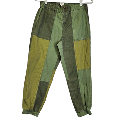 #ad NEW Style Co M Petite Jogger Patchwork Olive Military Green Pant Boho Gorpcore $26.25