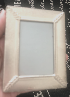 #ad Vtg BURNES OF BOSTON Burnished Silver PICTURE FRAME 2X3 Photo EASEL METAL Flaw $5.75