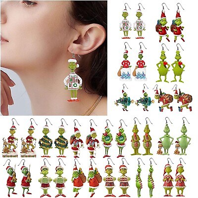 #ad 1Pair Flat Grinch Christmas Earring For Girl Birthday Valentine#x27;s Anniversary @ $7.50