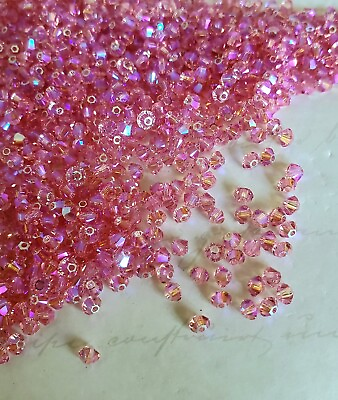 #ad Swarovski Crystal 5328 3mm bicone beads Light Rose Shimmer 2X 36 pcs $6.75