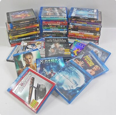 #ad Wholesale lot Curated Box of 50 DVD BluRay Movies used *Free Shipping* $39.99