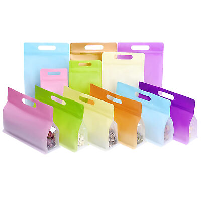 #ad Plastic Party Favor Bags with Handle Zipper Seal Goodie Bags Standing Gift Bags $57.99