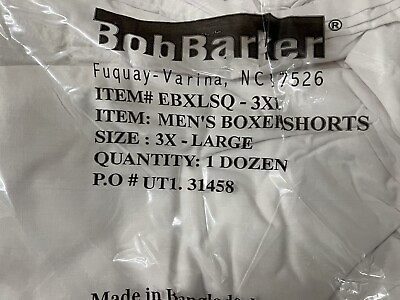 #ad Bob Barker Mens White Boxer Shorts 3XL Underwear White 12 Pack. $42.98