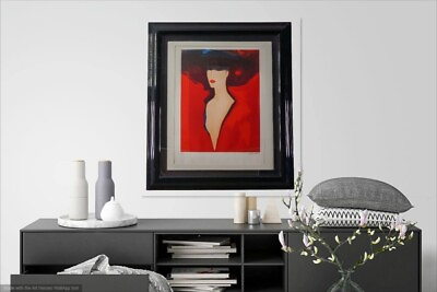 #ad $1800 Famous Polish Artist Janusz De Rola quot;Lady in Redquot; Lithograph 6 100 $399.00