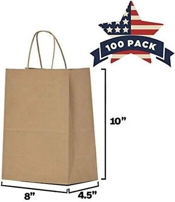 #ad Bulk Brown Paper Gift Bags with Handles 100 pcs Retail Craft Shopping Bags $39.99
