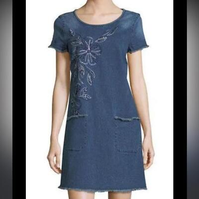 #ad Nanette Lepore l Denim Fringe Dress XS $32.00