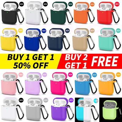 #ad For Apple AirPods 2amp;1 Silicone Case Protector Shockproof Full Cover Keychain $2.99