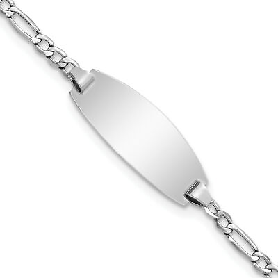 #ad Avariah 14k White Gold Semi Solid Oval Figaro ID Bracelet $211.99