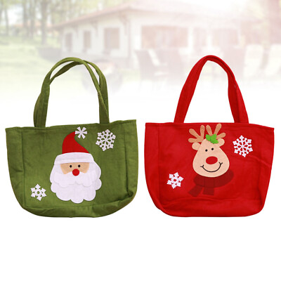 #ad 2PCS Xmas Grocery Gift Bags Christmas Candy Tote Bags Accessory Storage Pockets $9.29
