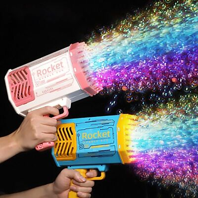 #ad Kids Soap Bubbles Gun Rocket 69 Holes Shape Automatic Blower Children‘s Day Gift $76.94