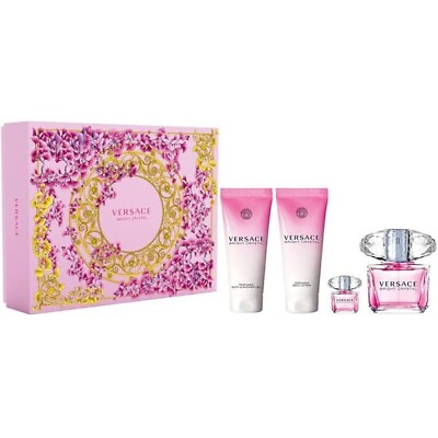 #ad Versace Bright Crystal 4 Pcs Eau De Parfum Gift Set for Women NEW $99.97